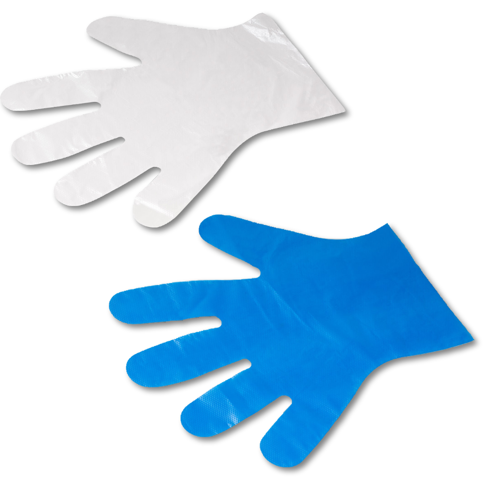 100 Polyhandschuhe, gehämmert, kurz