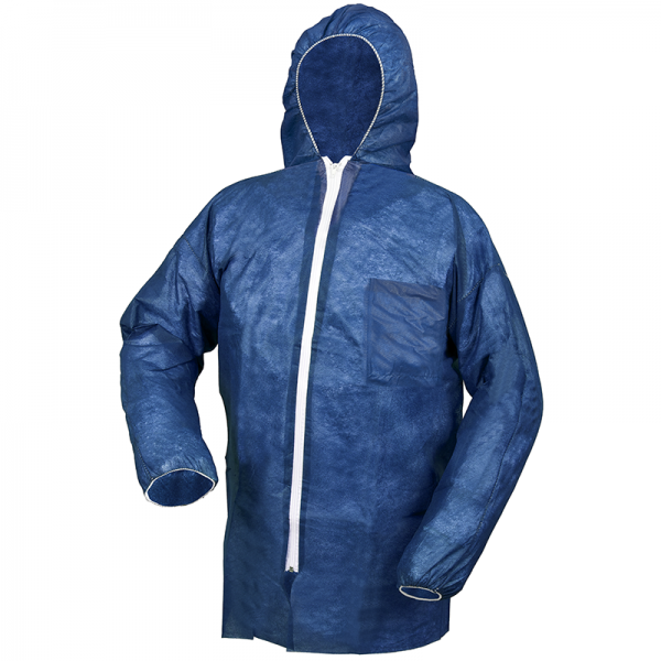 Disposable Jacket, blue, size XXL with hood and zipper