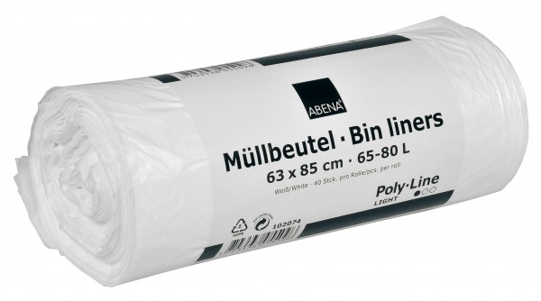 9 rolls of 40 Garbage Bags 70L (630x850mm,white,8my) 102074