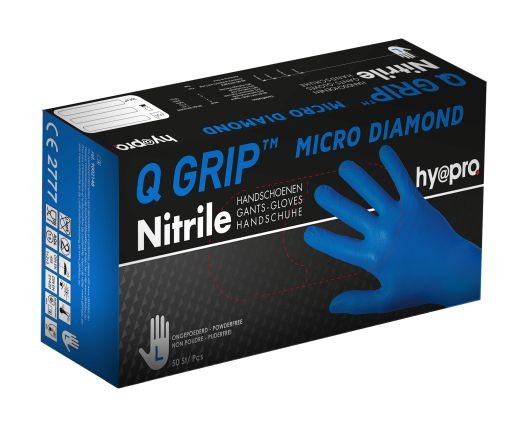 50 Q-GRIP NITRILE Gloves,blue,XXXL,30cm (9mil 0.15mm,MICRO DIAMOND,PPE CAT III)