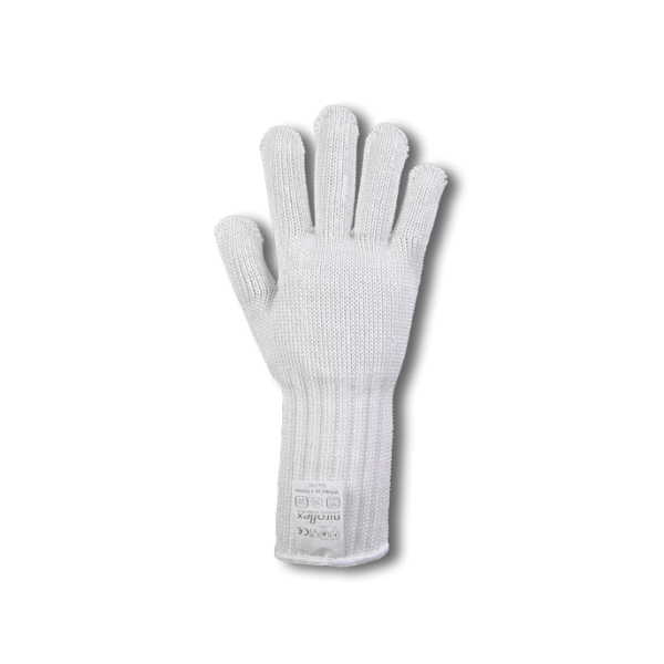 Niroflex WhiteCut -X-Trem, extra dicker 7 Gauge Handschuh für maximalen Schnittschutz, Leistungsmerkmale deutlich über Normen des Schnittschutzlevels 5, extra lange 12cm-Stulpe Pulsschutz, frei von Glasfasern, Einsatz in der Lebensmittelindustrie, vorgewa