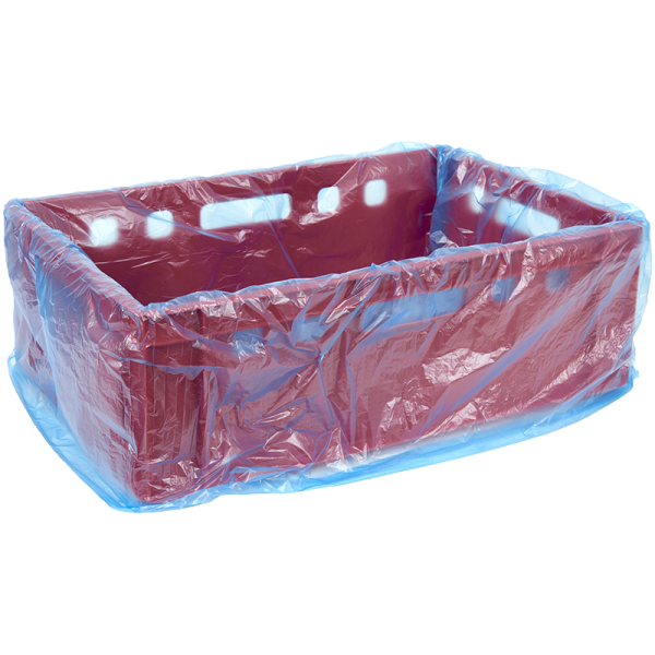 Kisteneinleger/Kistensäcke, Poly-Seitenfaltensäcke (Kisteneinleger E1&E2), Wanneneinsätze, Fleischkisten und -wannen hygienisch auskleiden, lebensmittelecht und robust, in den Farben blau und transparent, verschiedene Materialstärken verfügbar, Fleischere