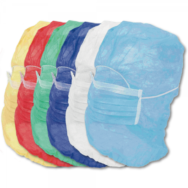 50 Elasticated Hoods w. Face Mask 3-ply, nonwoven